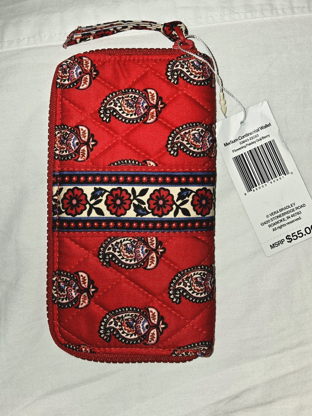 Vera Bradley Medium Continental Wallet: Flowering Paisley Goji Berry